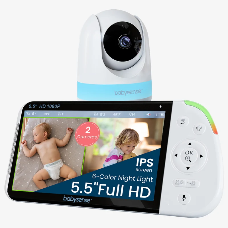 Babysense PRO: Video Baby Monitor with 1 Camera, Non Wifi, Split Screen, Night Light & Sound Machine